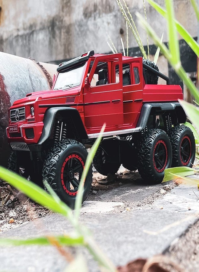 PEZYOX Exclusive Alloy Metal Pull Back Die-cast Car Model with Sound Light Mini Auto Toy for Kids Metal Model Toy Car with Sound and Light (1.22 Scale AMG G63 6 Wheel-RED) - Image 4